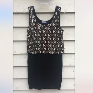 DAINTY HOOLIGAN Sleeveless Black/Sequin Dress,Sz L